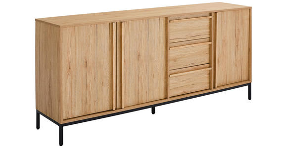 SIDEBOARD WABI 180/81/40 cm 3 Schublade(n)  - Eichefarben/Schwarz, Design, Holz/Holzwerkstoff (180/81/40cm) - Xora