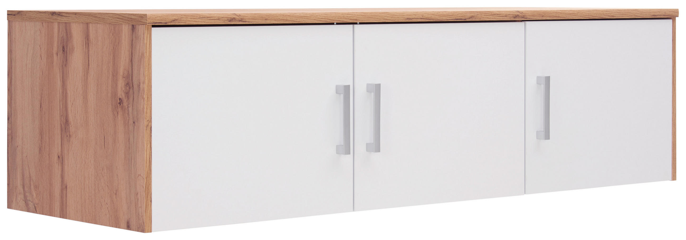 AUFSATZSCHRANK Weiß, Eichefarben - Eichefarben/Silberfarben, Basics, Kunststoff (157/43/54cm) - Xora