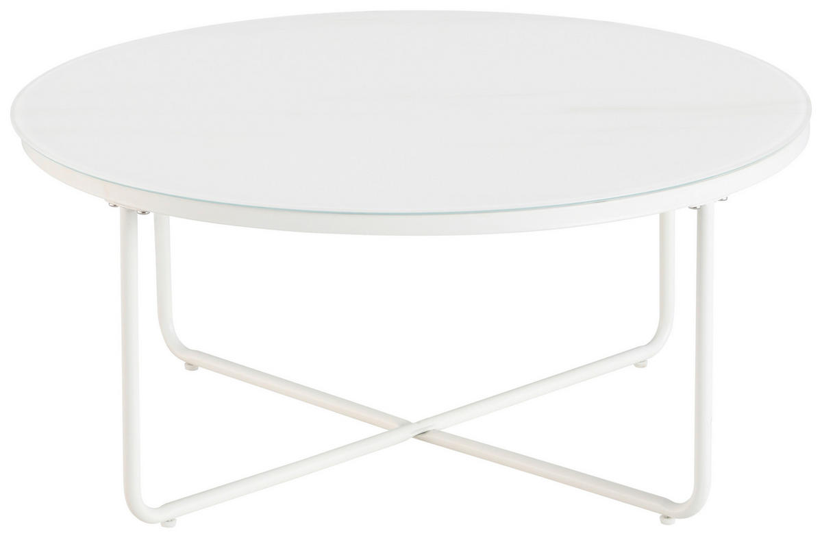 COUCHTISCH ESG 80/37/80 cm rund Weiß  - Weiß, Design, Glas/Metall (80/37/80cm) - MID.YOU