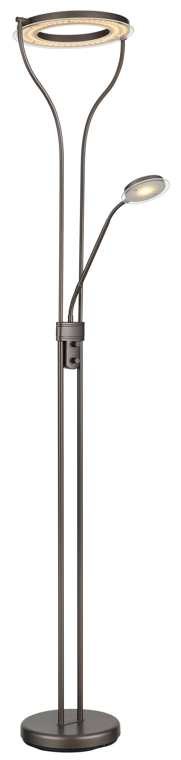 LED-STEHLEUCHTE Ebro 35/30/194 cm  - Klar/Schwarz, Design, Glas/Kunststoff (35/30/194cm) - Globo