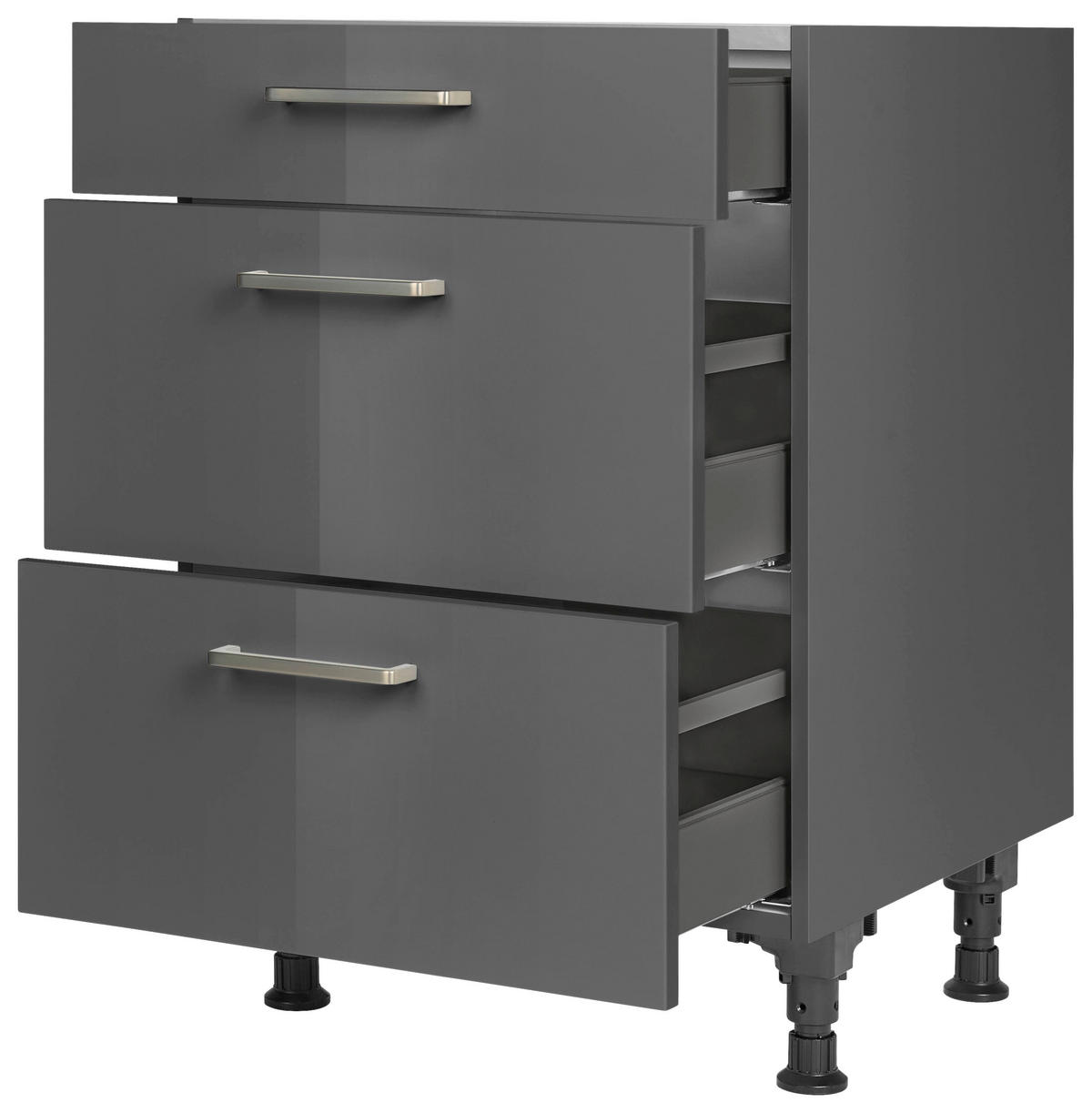 SCHUBKASTENUNTERSCHRANK 60/87/56 cm  in Schieferfarben  - Schieferfarben/Edelstahlfarben, MODERN, Holzwerkstoff/Metall (60/87/56cm) - Nobilia