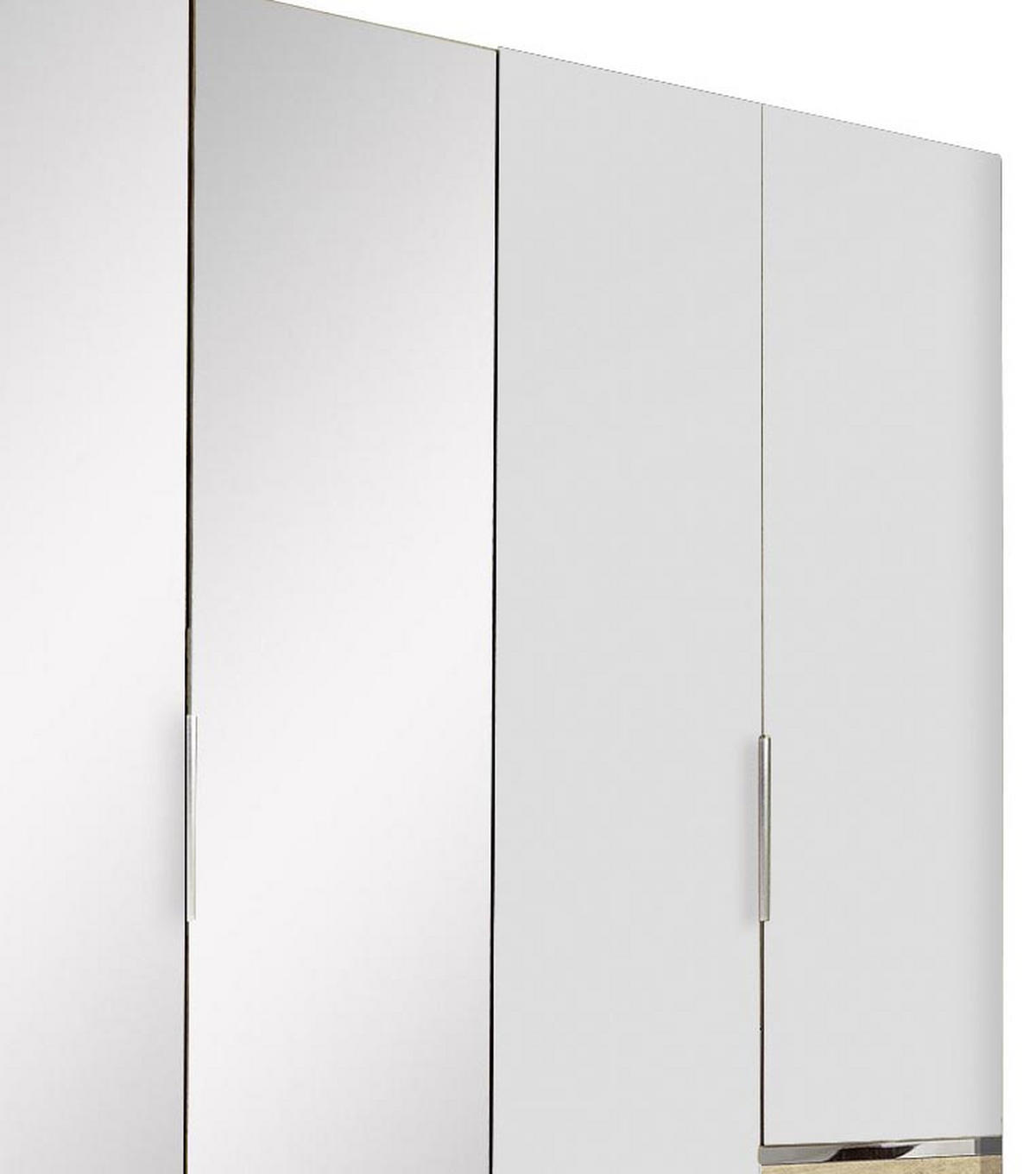DREHTÜRENSCHRANK 300/216/58 cm 6-türig Weiß, Eichefarben  - Chromfarben/Eichefarben, MODERN, Glas/Holzwerkstoff (300/216/58cm) - MID.YOU