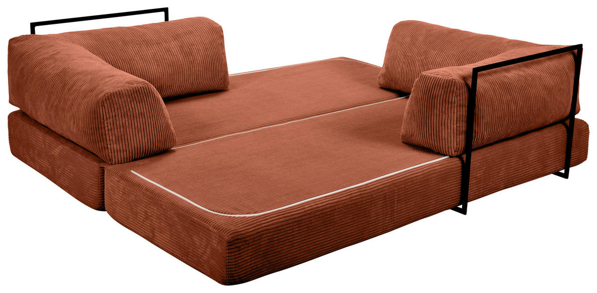 SCHLAFSOFA Cord Rostfarben  - Rostfarben, KONVENTIONELL, Textil/Metall (200/77/80cm) - Carryhome