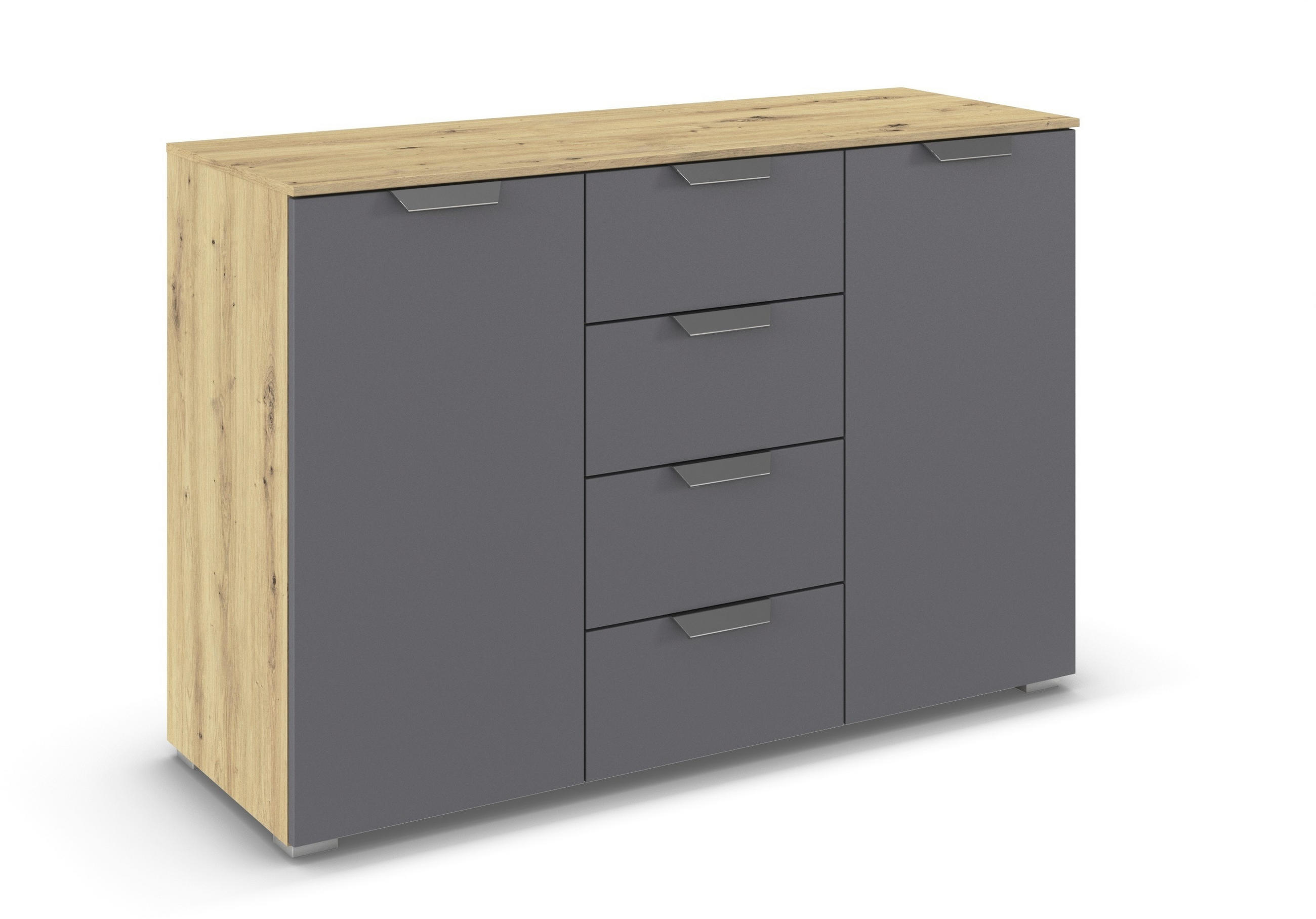 Carryhome Kommode Dunkelgrau, Eiche Artisan 120x81x42 cm