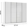SCHWEBETÜRENSCHRANK 271/223/68 cm 4-türig Weiß  - Chromfarben/Weiß, KONVENTIONELL, Glas/Holzwerkstoff (271/223/68cm) - Novel