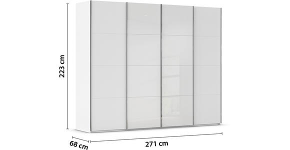 SCHWEBETÜRENSCHRANK 271/223/68 cm 4-türig Weiß  - Chromfarben/Weiß, KONVENTIONELL, Glas/Holzwerkstoff (271/223/68cm) - Novel