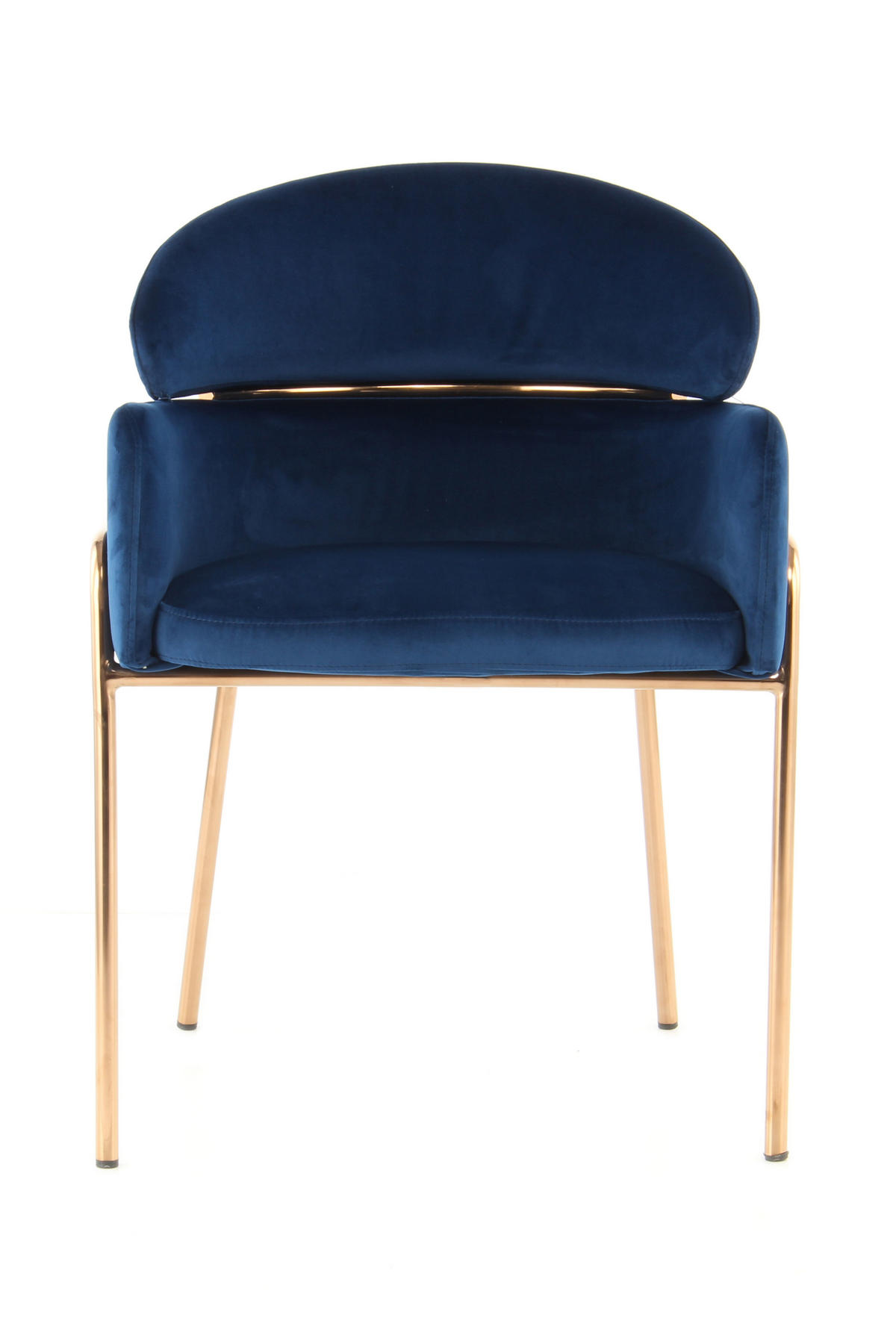 ARMLEHNSTUHL  in Edelstahl, Eisen Samt  - Blau/Goldfarben, Design, Holz/Kunststoff (58/79/57cm) - Kayoom