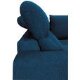 ECKSOFA Blau Chenille  inkl. Zierkissen, Bettkasten, Schlaffunktion, Rücken echt, Kopfteilverstellung, Liegefläche im Originalstoff  - Blau/Schwarz, KONVENTIONELL, Textil/Metall (266/185cm) - Carryhome