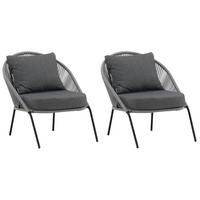 LOUNGESESSEL Grau, Schwarz Stahl  - Schwarz/Grau, KONVENTIONELL, Kunststoff/Metall (73/78/85cm) - Gardenson
