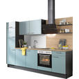 KÜCHENBLOCK 290 cm   in Graphitfarben, Eichefarben, Hellgrün  - Edelstahlfarben/Eichefarben, Design, Holzwerkstoff/Metall (290cm) - Xora