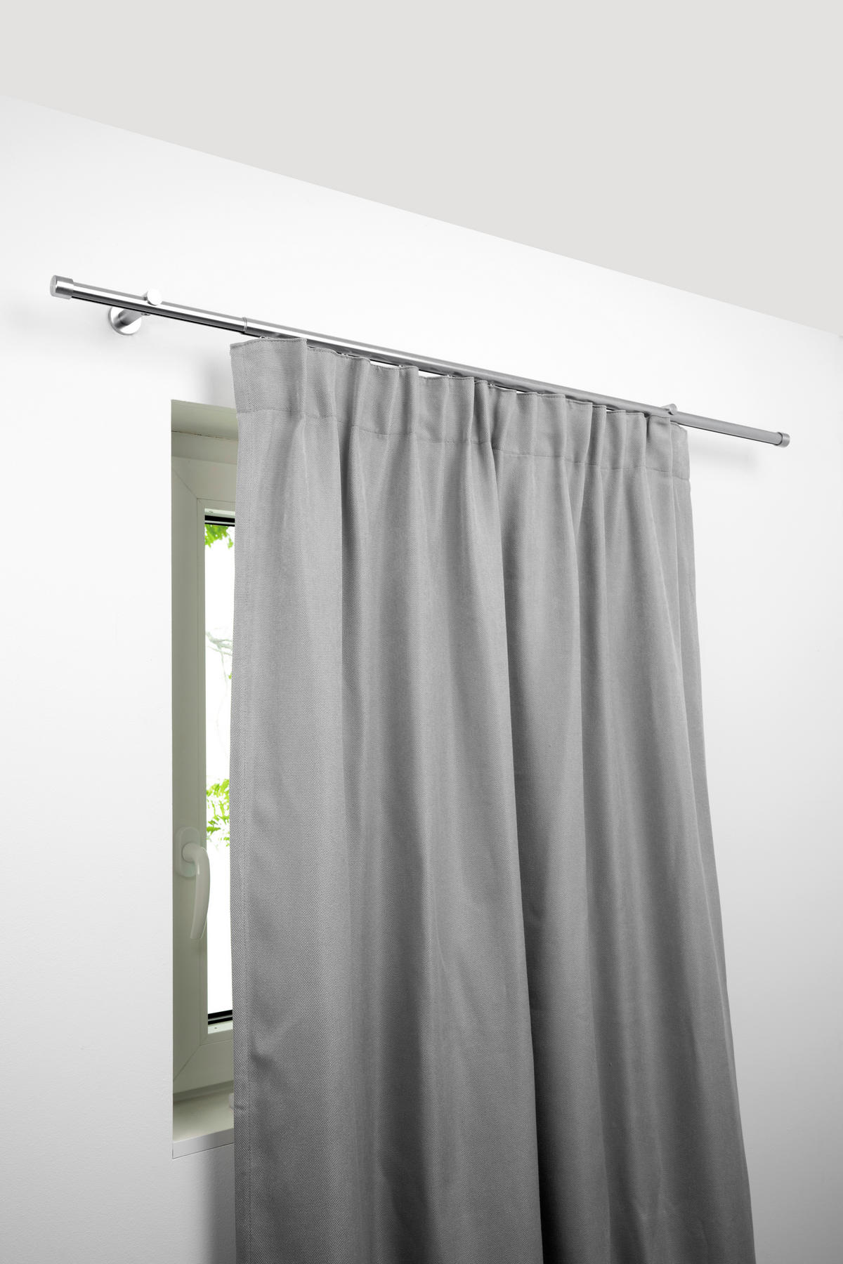 VORHANGSCHIENE - Grau Hochglanz, Basics, Metall (280/11,5/4,7cm) - Homeware