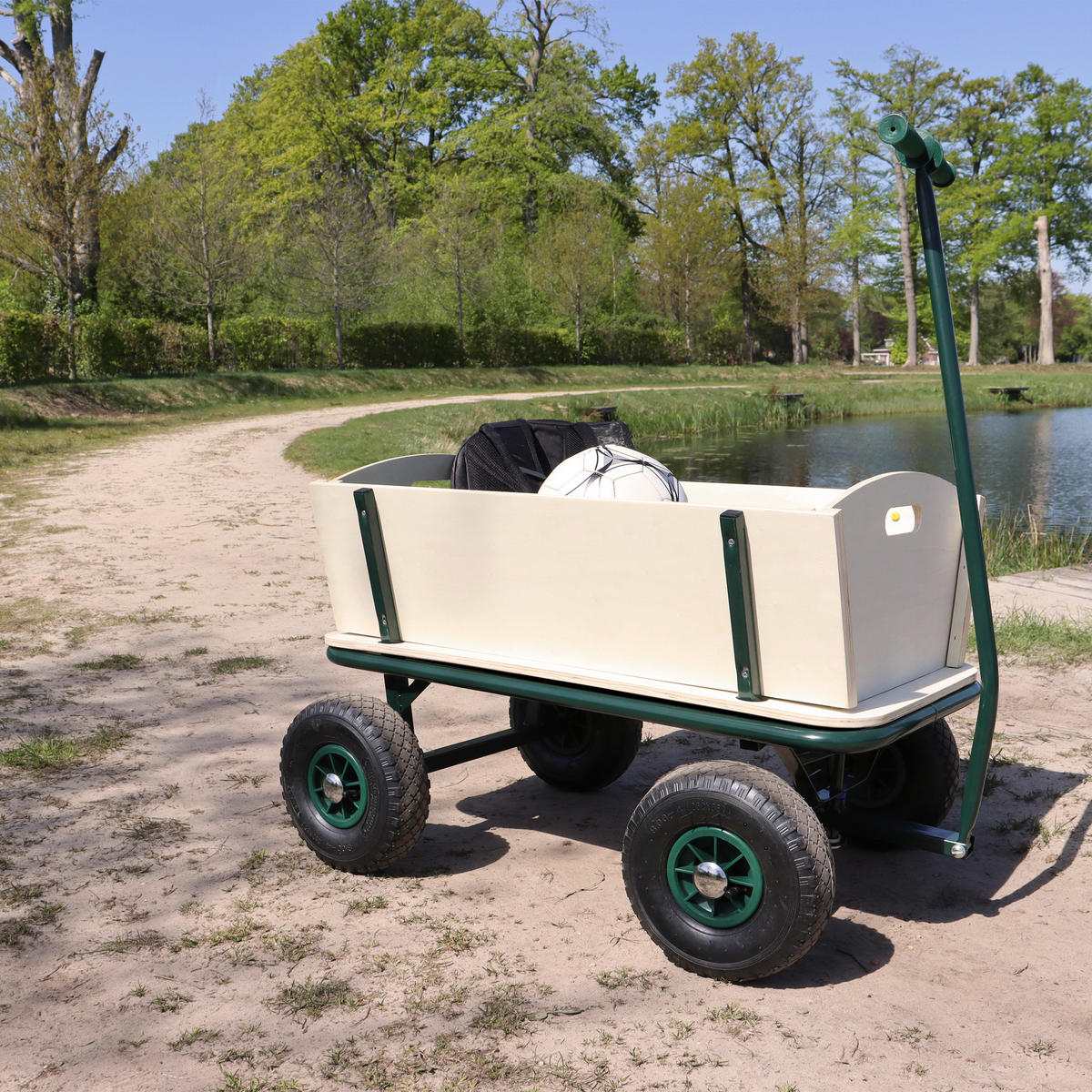 BOLLERWAGEN    - Braun/Grün, KONVENTIONELL, Holz/Metall (61/95/97cm) - Ambia Garden