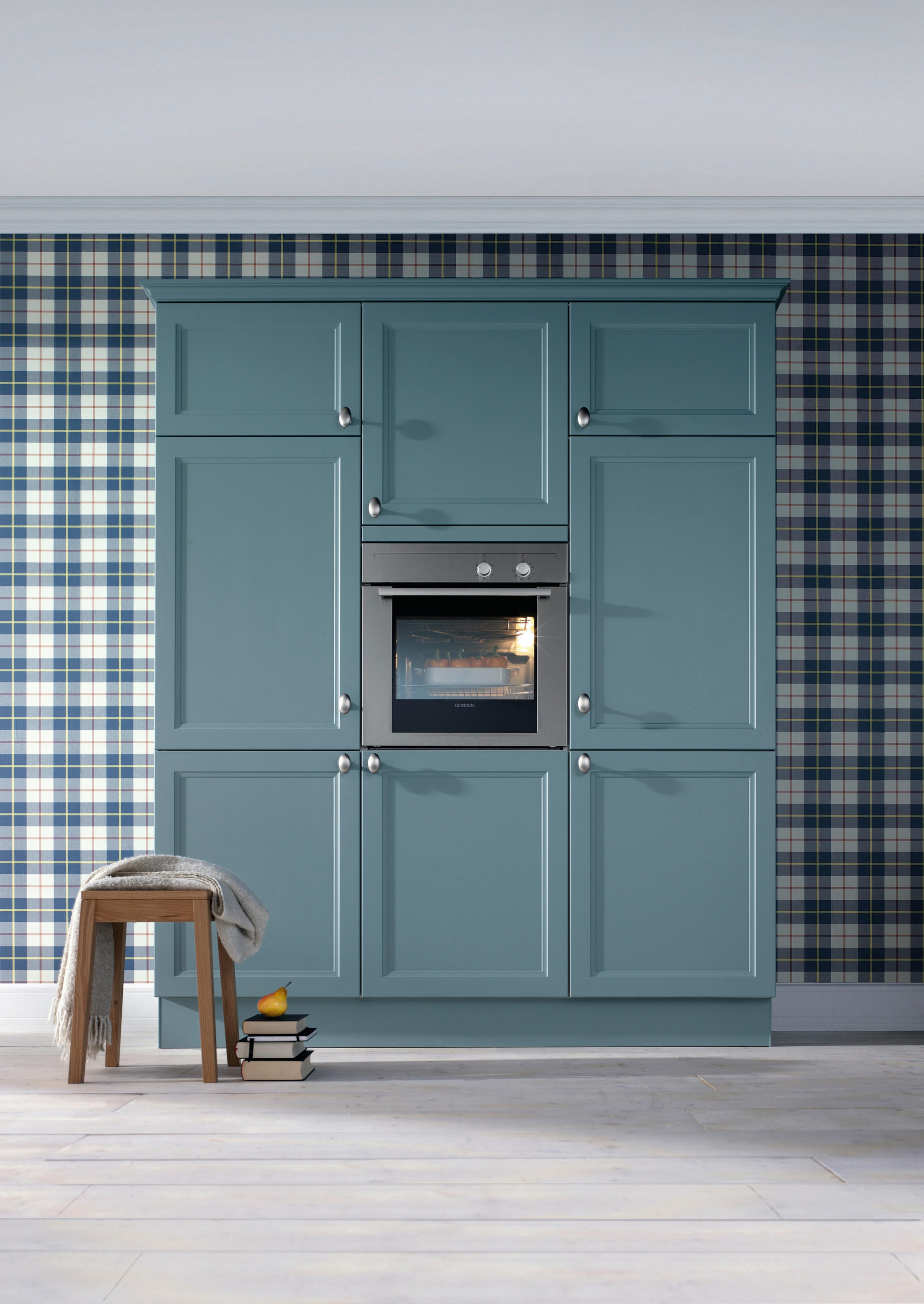 EINBAUKÜCHE CAMBIA  - Blaugrau/Weiß, Design, Holzwerkstoff - Schüller