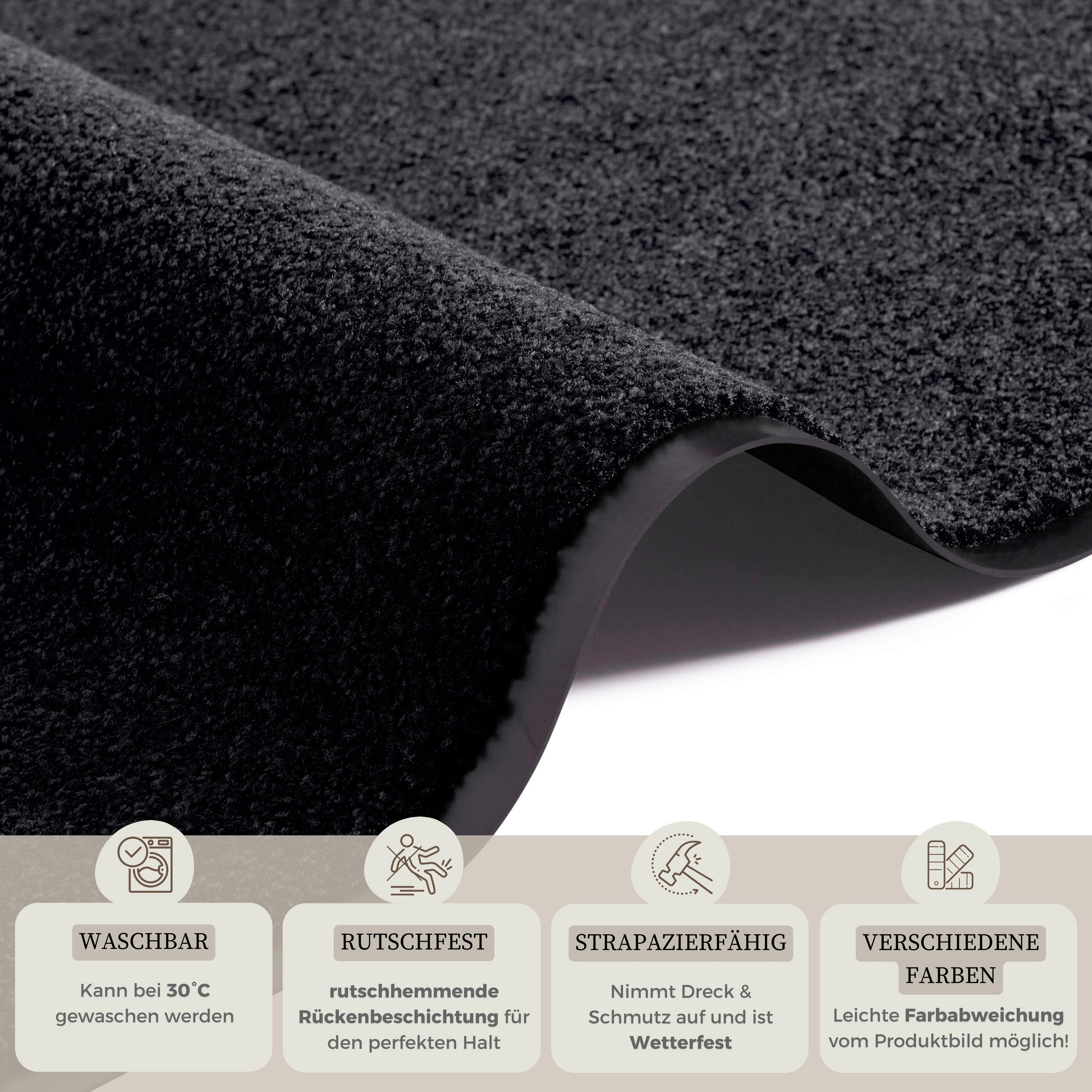 SCHMUTZFANGMATTE  60/180 cm  Schwarz  - Schwarz, Basics, Kunststoff/Textil (60/180cm)