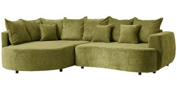 ECKSOFA Olivgrün Chenille  - Schwarz/Olivgrün, KONVENTIONELL, Kunststoff/Textil (194/307cm) - Carryhome