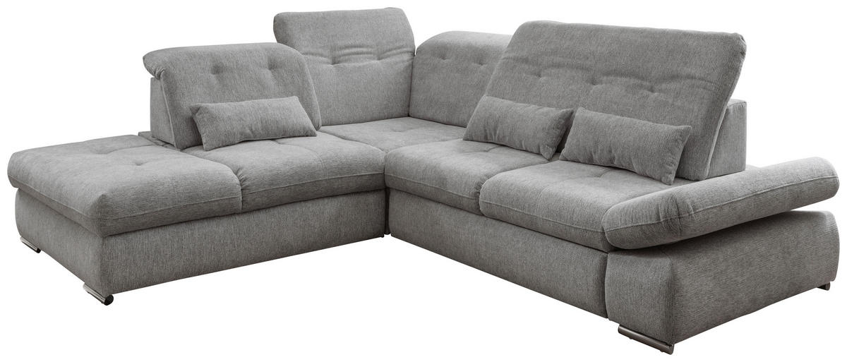 ECKSOFA in Chenille Silberfarben  - Chromfarben/Silberfarben, Design, Textil/Metall (254/280cm) - Livetastic