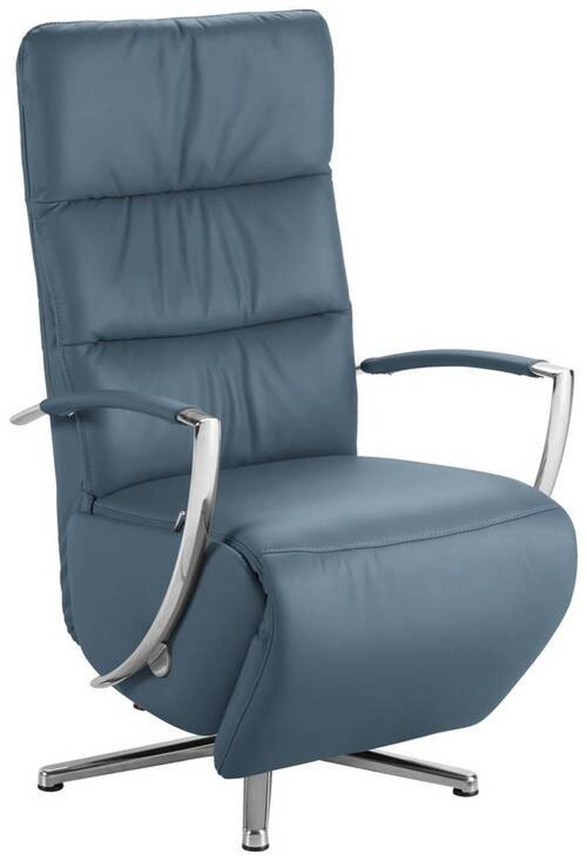 RELAXSESSEL in Leder Blaugrau  - Chromfarben/Blaugrau, Design, Leder/Metall (64/112/80cm) - Cantus
