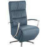 RELAXSESSEL in Leder Blaugrau  - Chromfarben/Blaugrau, Design, Leder/Metall (64/112/80cm) - Cantus