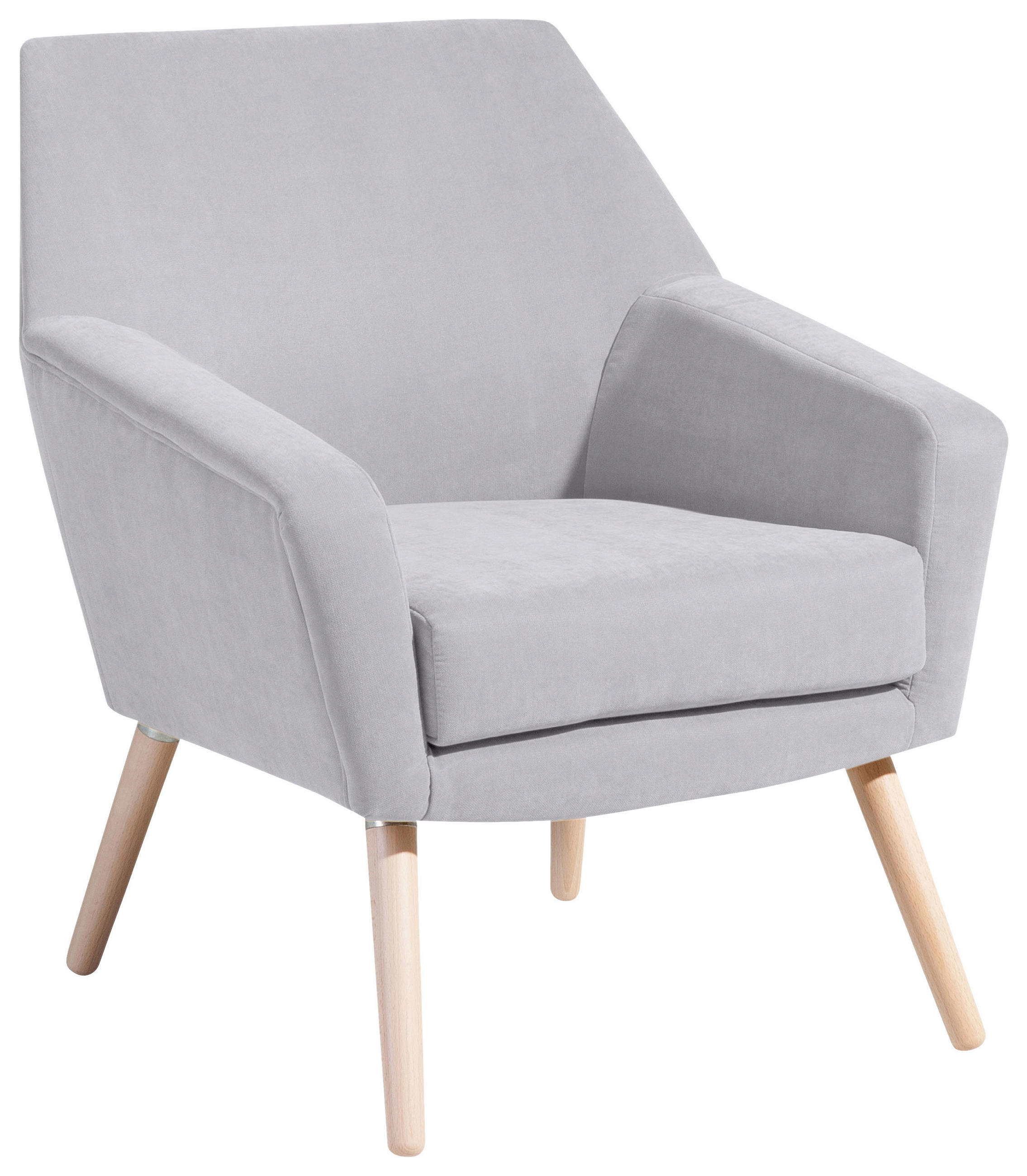 SESSEL in Velours Silberfarben  - Buchefarben/Silberfarben, Design, Holz/Textil (67/81/71cm) - Max Winzer