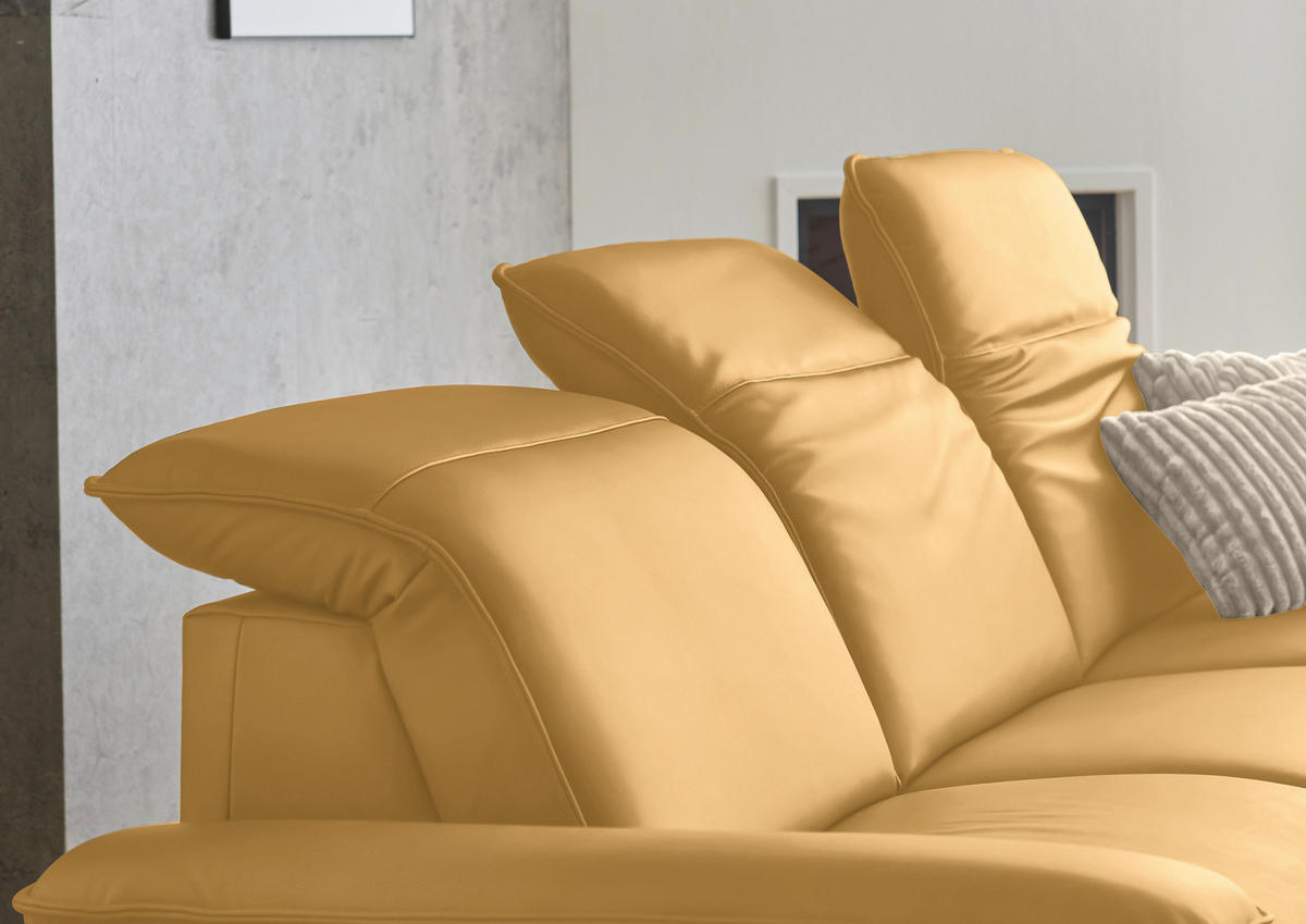 ECKSOFA  Echtleder Gelb  - Gelb/Schwarz, Design, Leder/Metall (307/169cm) - Beldomo Premium