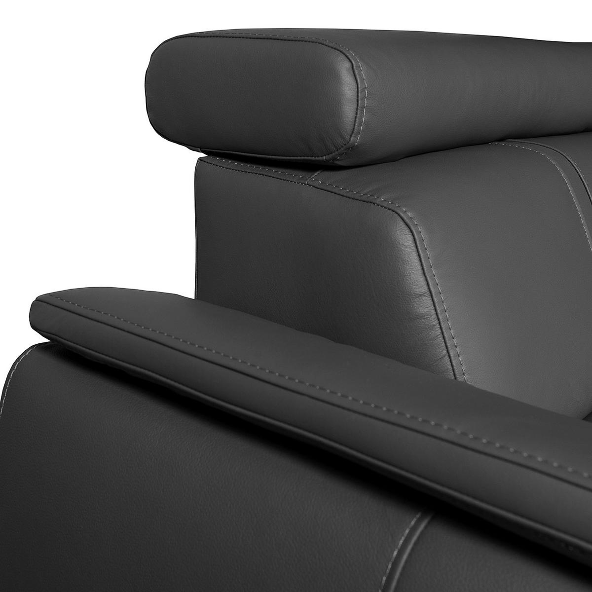 ECKSOFA Schwarz Echtleder  - Wengefarben/Schwarz, Design, Leder/Holz (265/211cm) - Livetastic