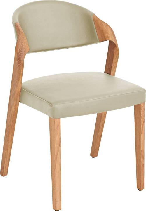 STUHL  in Echtleder pigmentiert  - Eichefarben/Beige, Natur, Leder/Holz (53/82/57cm) - Voglauer