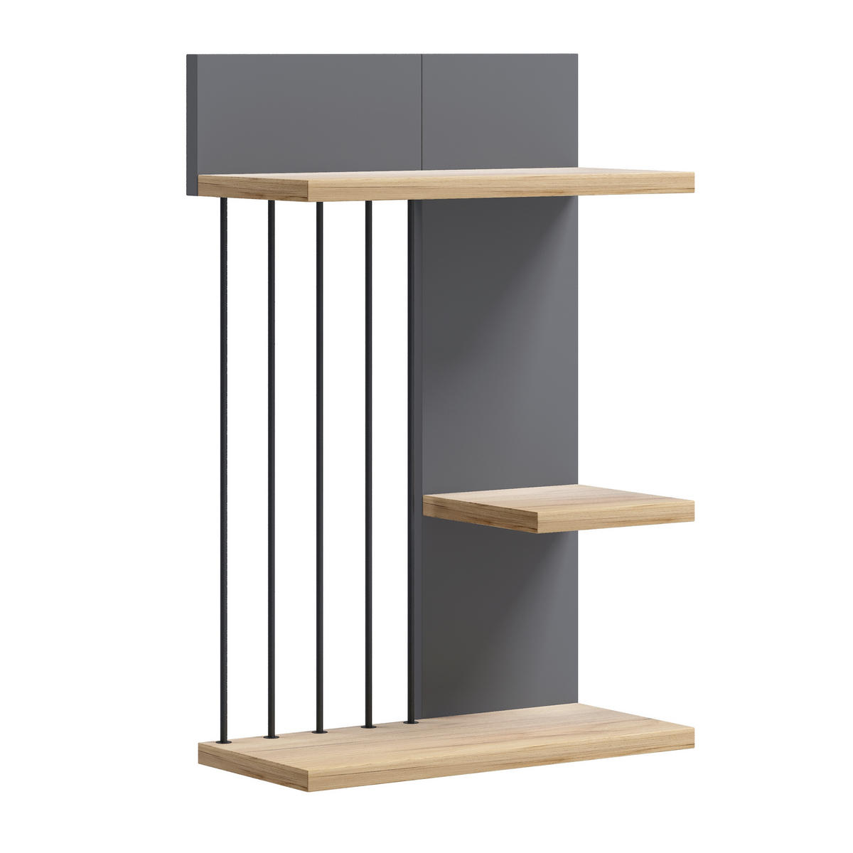 Poliță De Perete 40/60/19 cm, antracit, culoare lemn stejar  - culoare lemn stejar/antracit, Design, material pe bază de lemn (40/60/19cm) - Livetastic