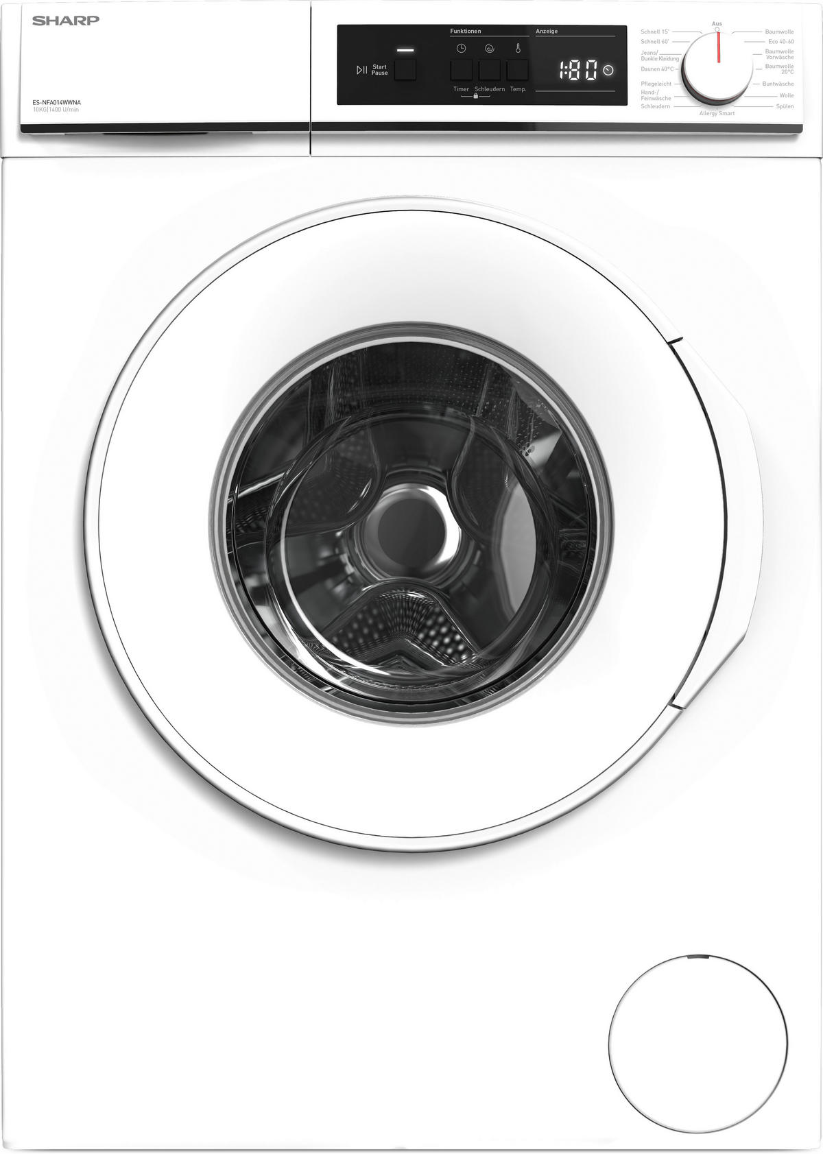 WASCHMASCHINE ES-NFA014WWNA-DE   - Weiß, Basics, Glas/Kunststoff (59.7/84.5/58.2cm) - Sharp