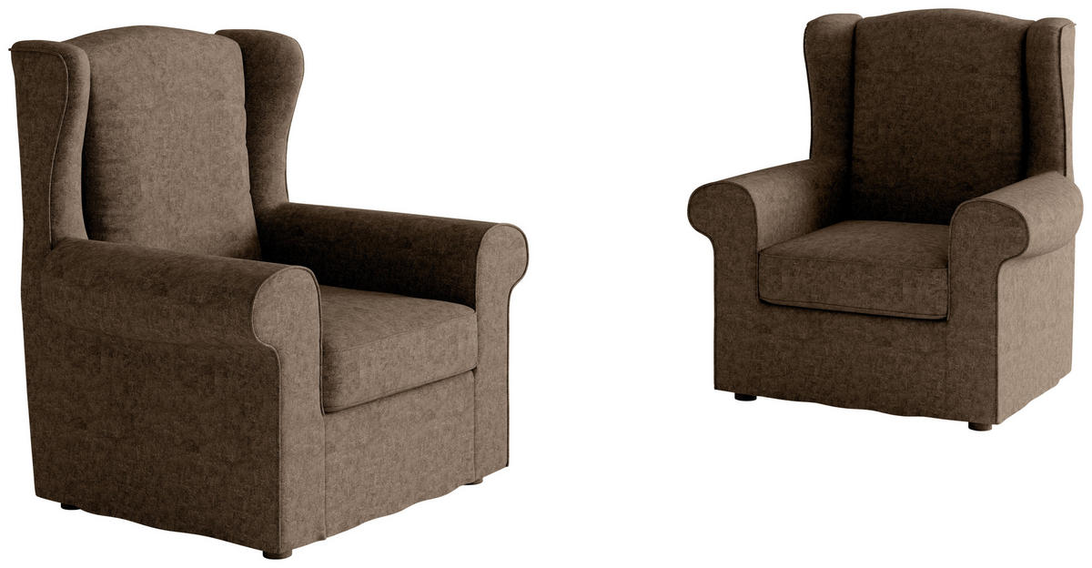 OHRENSESSEL MADONNA Flachgewebe Dunkelbraun    - Edelstahlfarben/Dunkelbraun, Design, Textil/Metall (88/105/90cm) - Livetastic