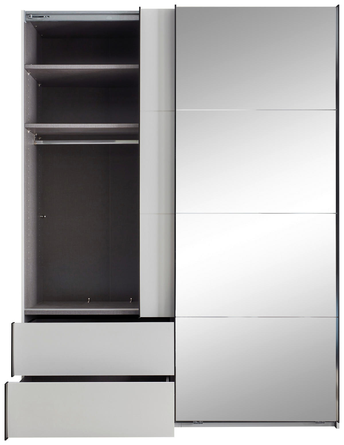 SCHWEBETÜRENSCHRANK 170/225,5/60 cm 2-türig Schwarz, Weiß  - Schwarz/Weiß, KONVENTIONELL, Glas/Holzwerkstoff (170/225,5/60cm) - Xora
