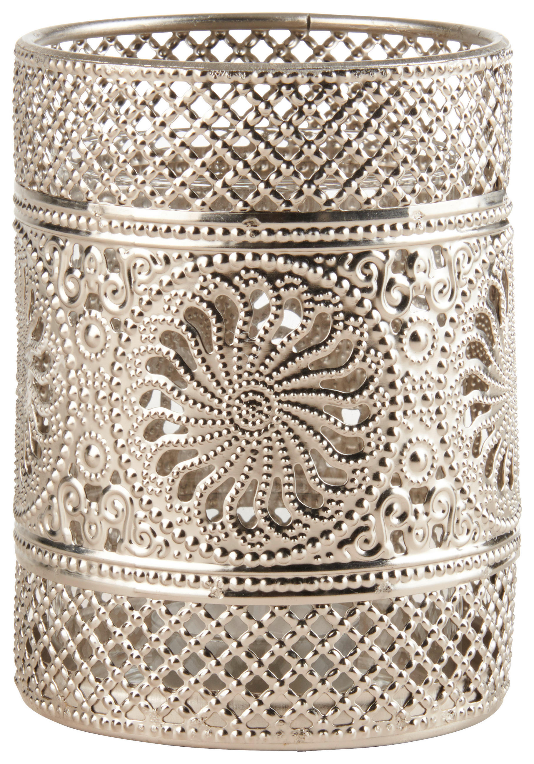 SVÍCEN NA ČAJOVOU SVÍČKU, kov, sklo - barvy stříbra, Lifestyle, kov/sklo (9/12cm) - Ambia Home
