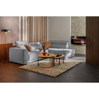 ECKSOFA in Feincord Hellgrau  - Hellgrau/Schwarz, Design, Kunststoff/Textil (284/205cm) - MID.YOU