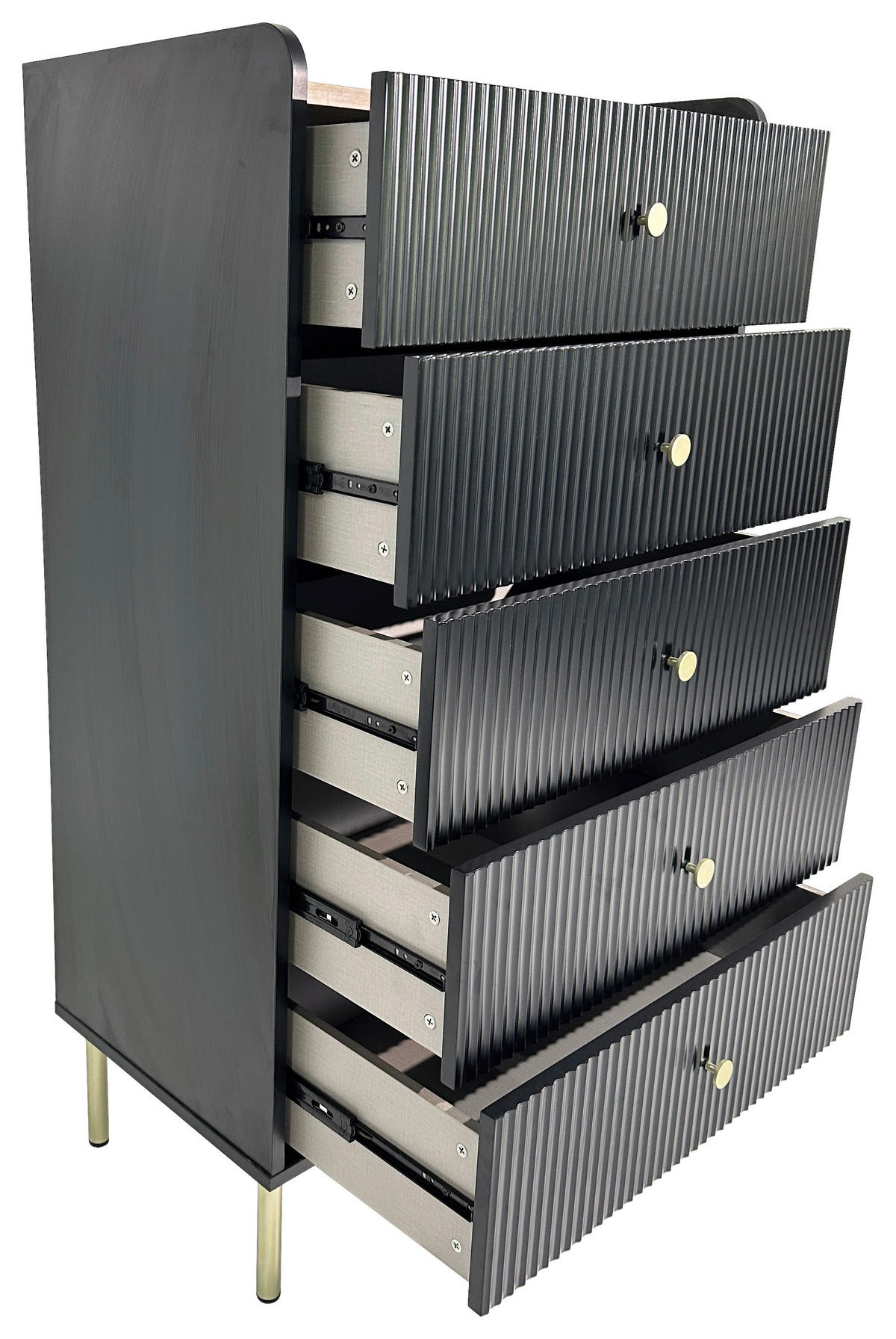 KOMMODE - Eichefarben/Goldfarben, Design, Holzwerkstoff/Metall (70/121,6/40cm) - Xora