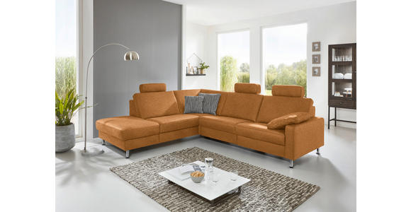 ECKSOFA in Mikrofaser Hellbraun  - Hellbraun/Alufarben, Design, Textil/Metall (242/275cm) - Dieter Knoll