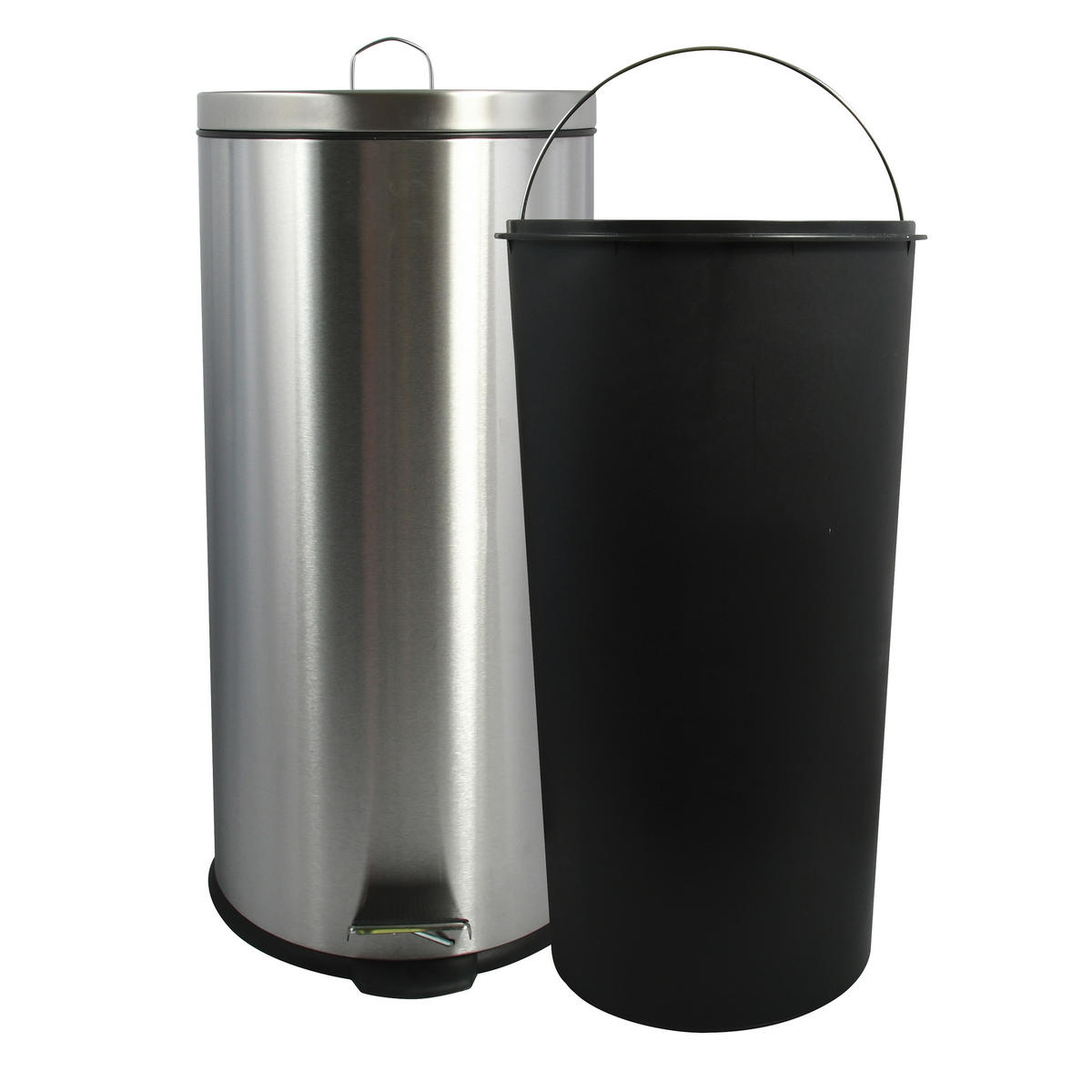 ABFALLEIMER 30 l  Metall  - Silberfarben/Schwarz, Basics, Kunststoff/Metall (29.5/63.5/29.5cm) - Spirella