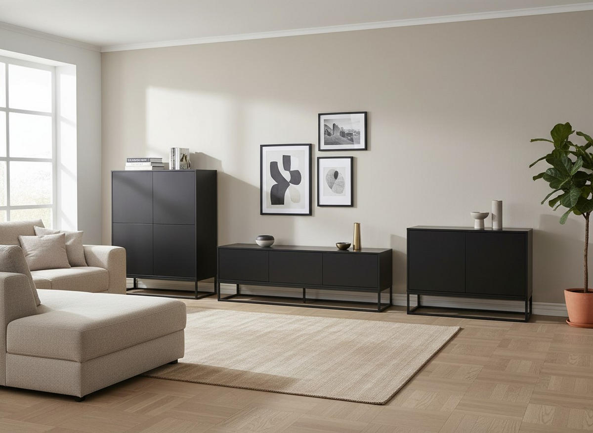 SIDEBOARD Libreville 120/76/40 cm  - Grau, Design, Holzwerkstoff/Metall (120/76/40cm) - MID.YOU