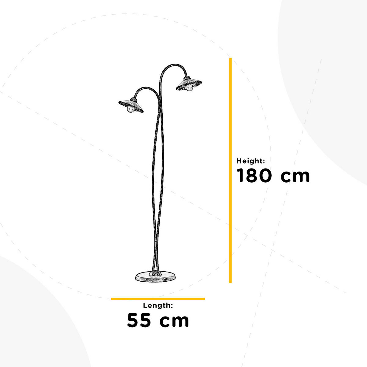 STEHLEUCHTE 55/42/180 cm    - Bernsteinfarben/Bronzefarben, KONVENTIONELL, Keramik/Metall (55/42/180cm)