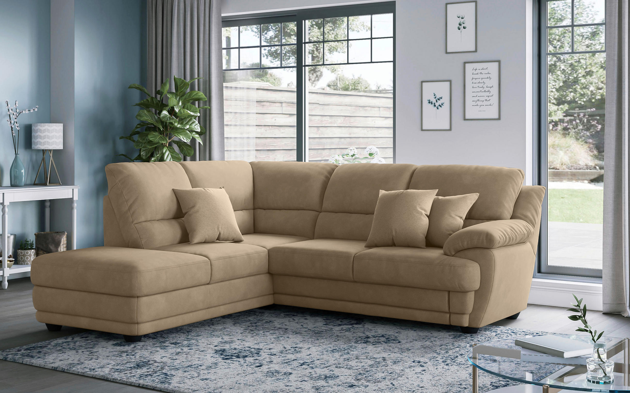 ECKSOFA in Chenille Sandfarben 225/245 cm - Sandfarben, Design, Kunststoff/Textil (225/245cm) - Livetastic