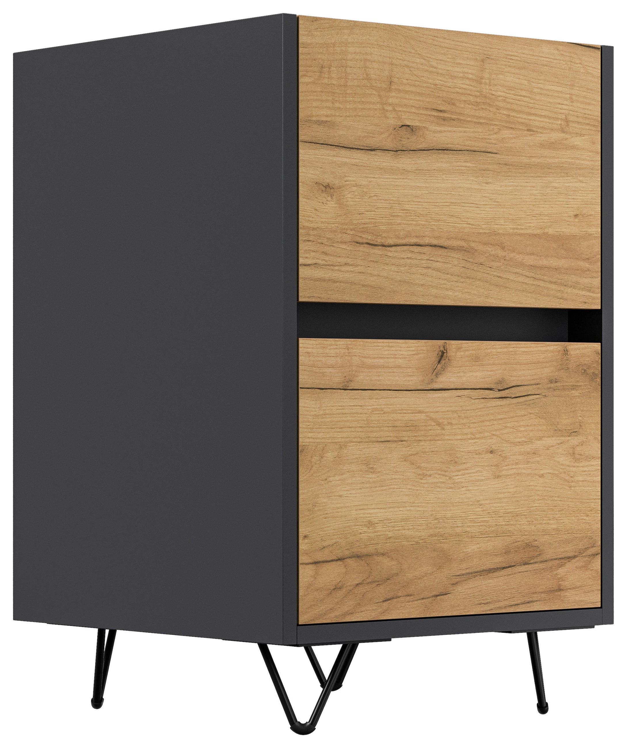 NACHTTISCH 41,2/65/42 cm  - Eichefarben/Graphitfarben, Basics, Holzwerkstoff/Metall (41,2/65/42cm) - MID.YOU