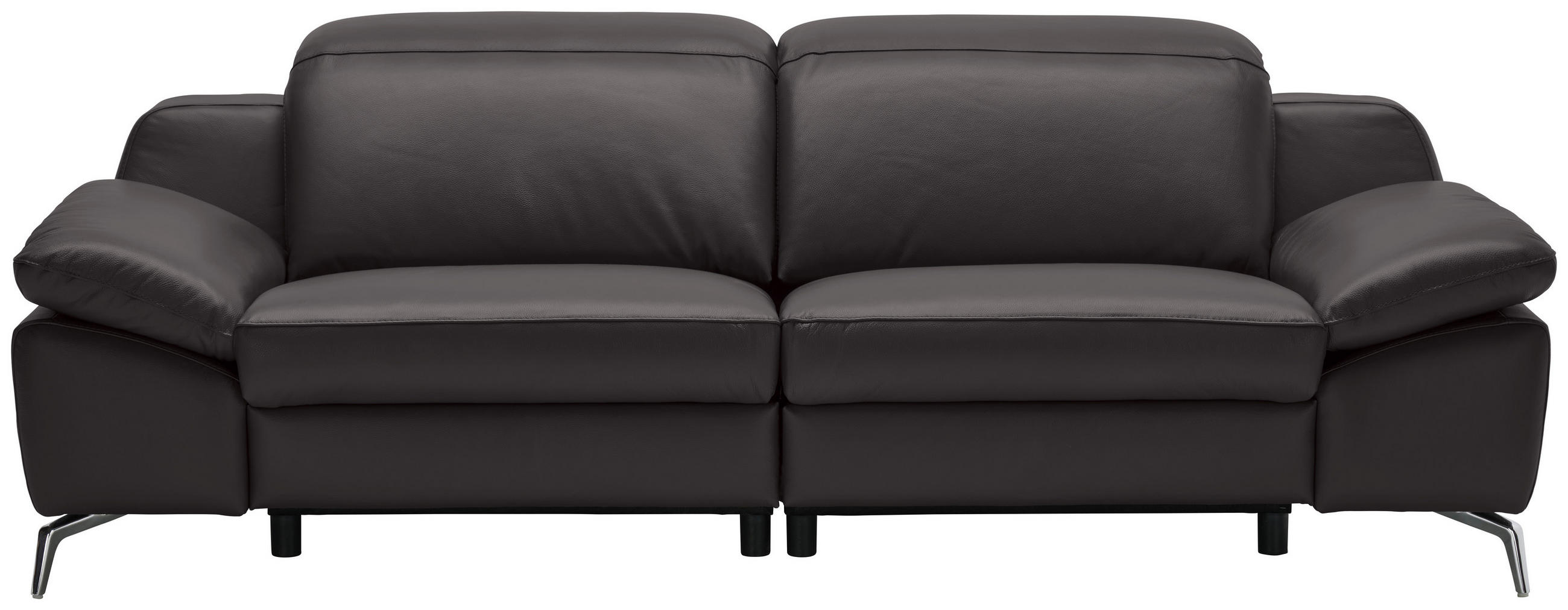3-SITZER-SOFA Echtleder Dunkelbraun  - Chromfarben/Dunkelbraun, Design, Leder/Kunststoff (234/83-99/110cm) - Celina Home