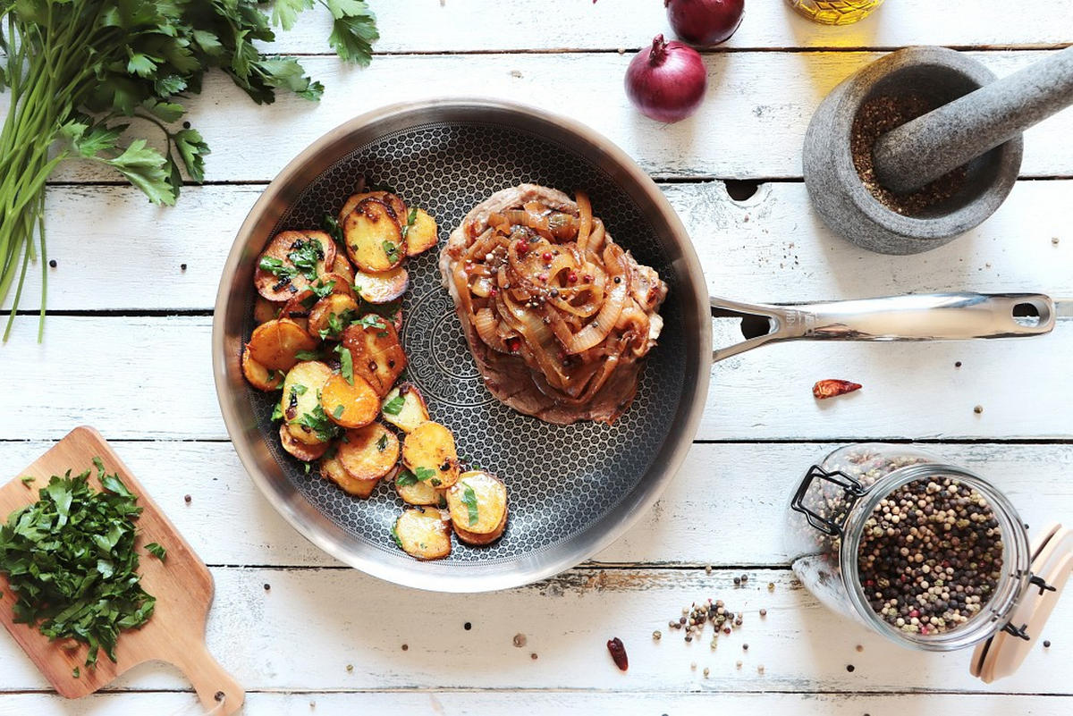 BRATPFANNE RELIEF EVOLUTION 24 cm cm  - Edelstahlfarben, Basics, Metall (24 cmcm) - ELO