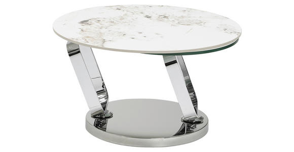 COUCHTISCH Klarglas 87-145/73/45 cm rund Creme, Silberfarben, Transparent  - Chromfarben/Transparent, Design, Glas/Keramik (87-145/73/45cm) - Dieter Knoll