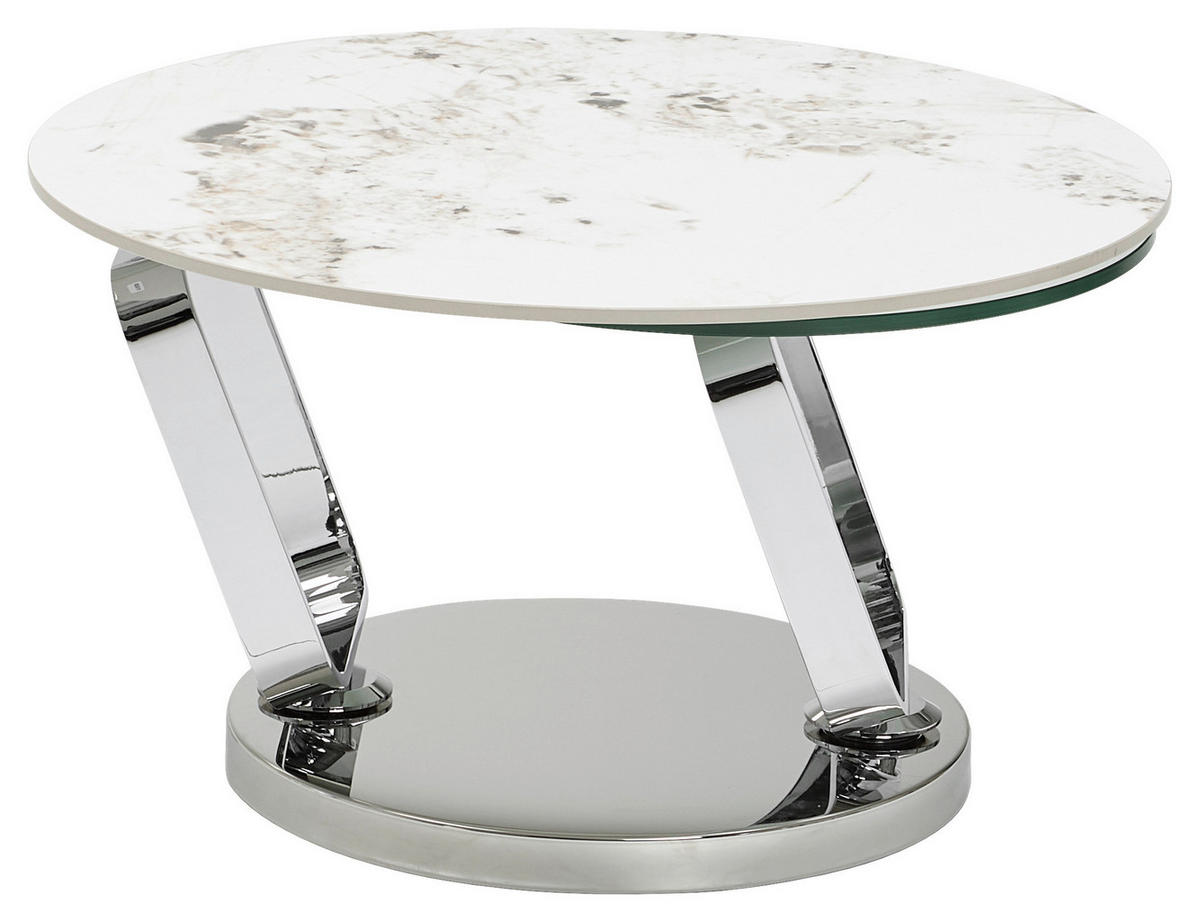 COUCHTISCH Klarglas 87-145/73/45 cm rund Creme, Silberfarben, Transparent  - Chromfarben/Transparent, Design, Glas/Keramik (87-145/73/45cm) - Dieter Knoll