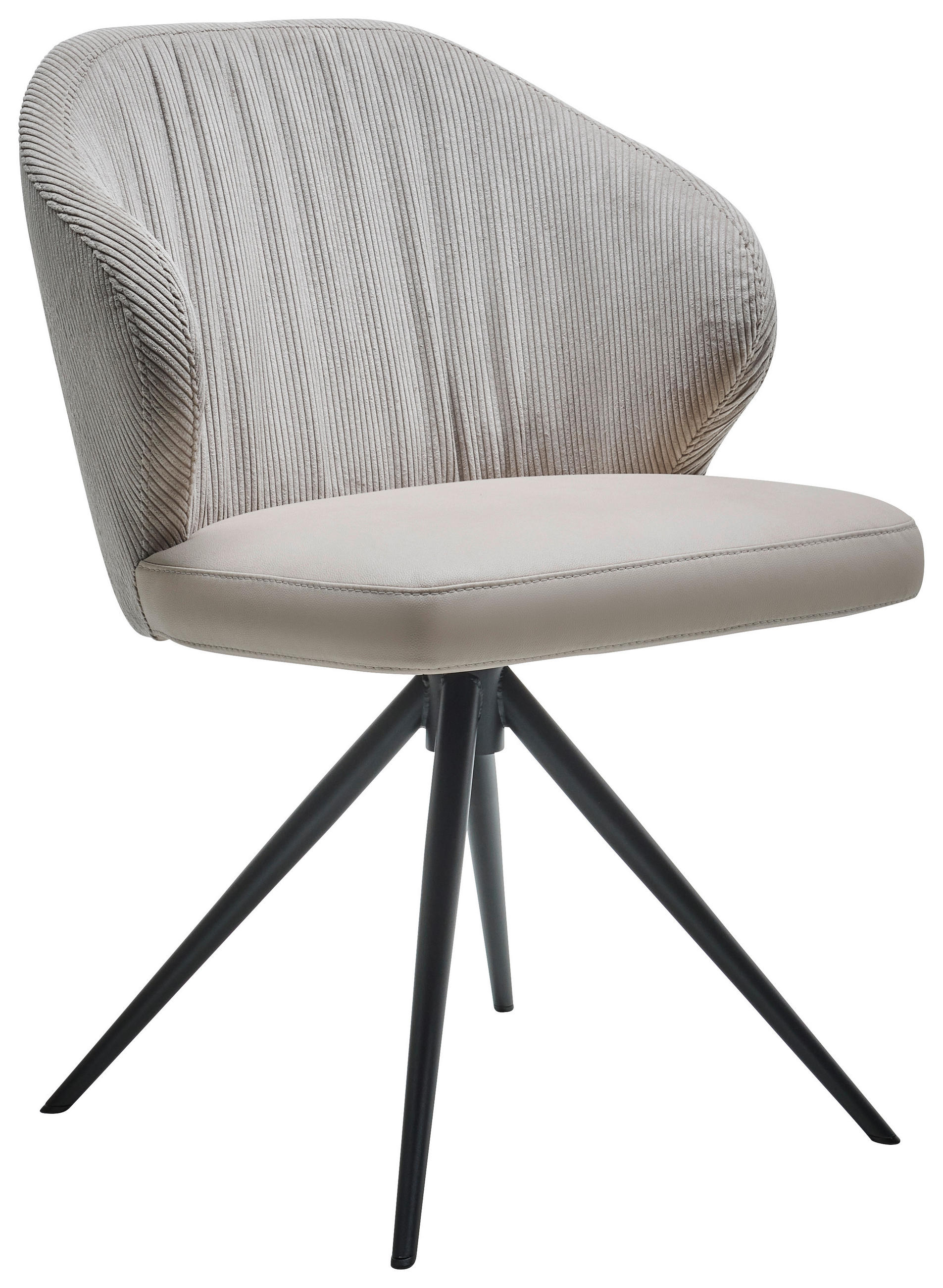 STUHL  in Cord, Lederlook Textil  - Beige/Creme, Design, Textil/Metall (61/84/61cm) - Dieter Knoll