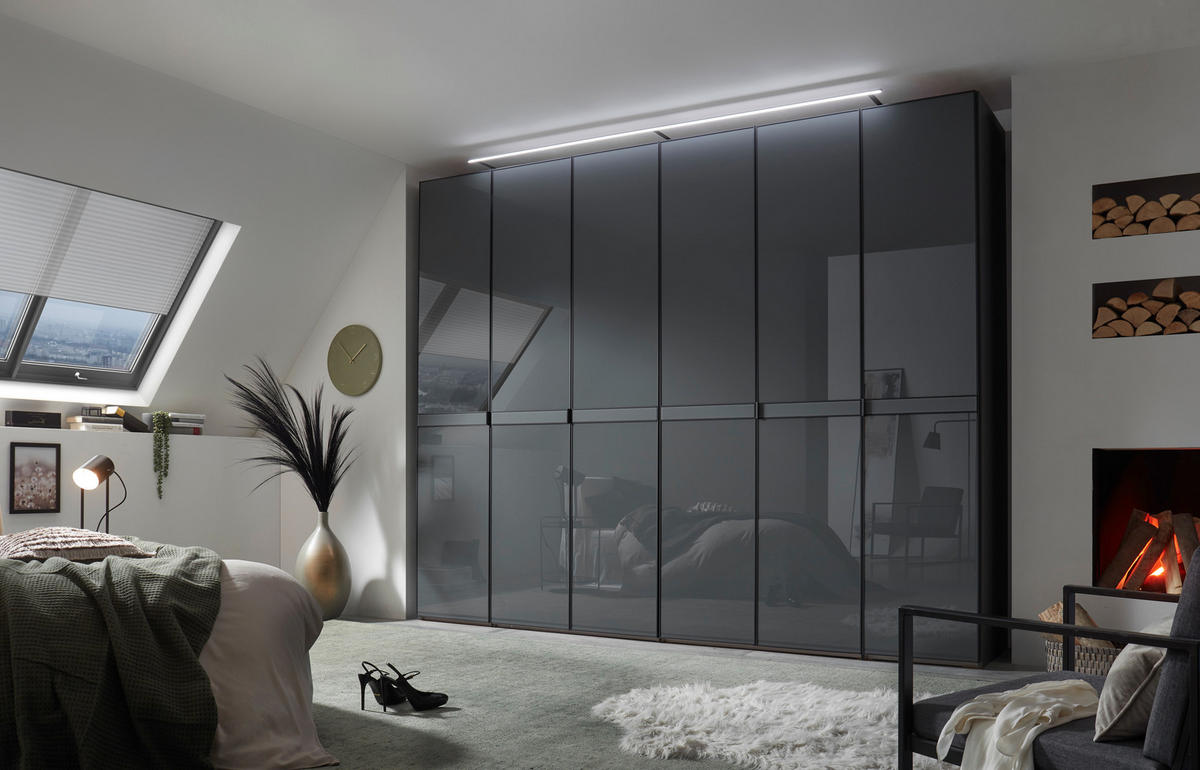 SKRIŇA S OTOČNÝMI DVERAMI, antracitová, 298/240/63 cm - čierna/antracitová, Design, kompozitné drevo/sklo (298/240/63cm) - Dieter Knoll