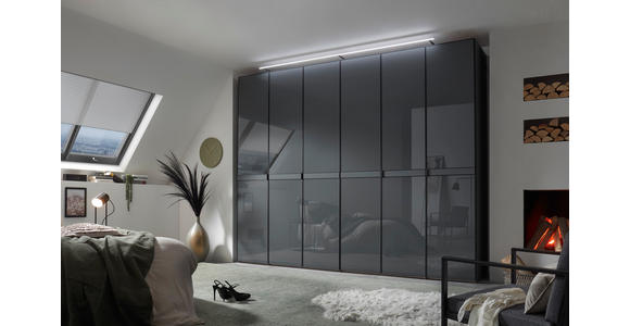 DREHTÜRENSCHRANK in Anthrazit - Anthrazit/Schwarz, Design, Glas/Holzwerkstoff (298/240/630cm) - Dieter Knoll
