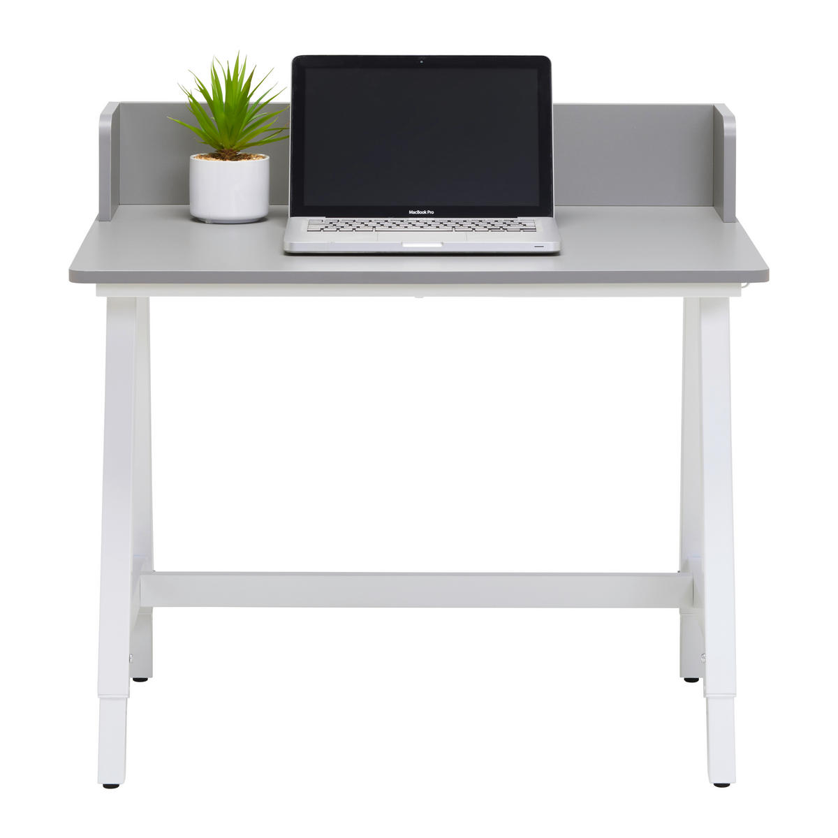 PISAĆI STOL  siva, bijela  metal  - bijela/siva, Moderno, drvni materijal/metal (80/54-85/60cm)