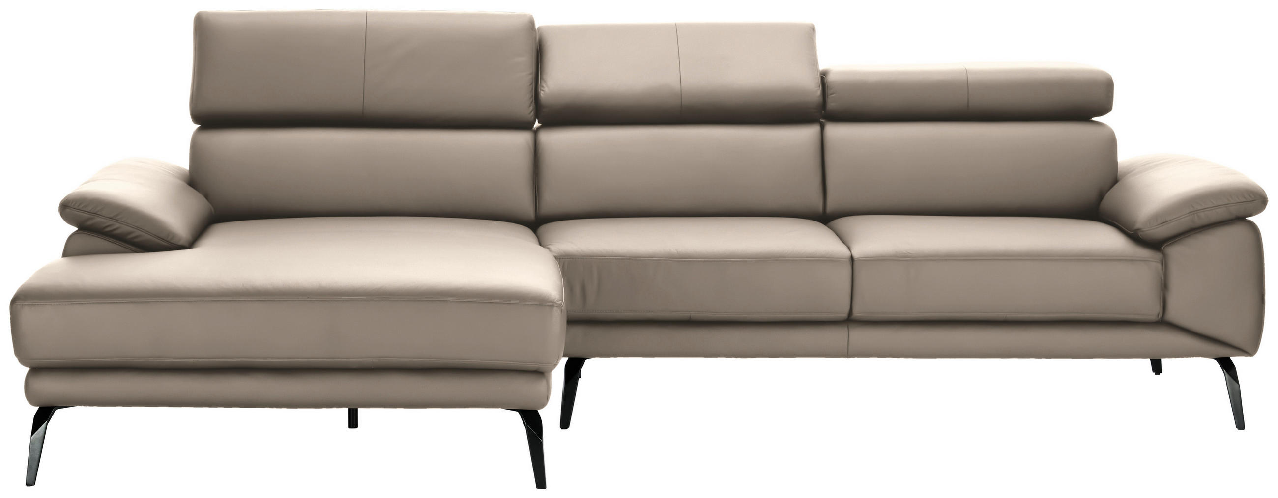ECKSOFA in Echtleder Creme  - Creme/Schwarz, Design, Leder/Metall (187/295cm) - Novel