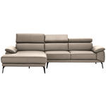 ECKSOFA in Echtleder Creme  - Creme/Schwarz, Design, Leder/Metall (187/295cm) - Novel