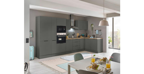 ECKKÜCHE 360/165 cm  in Graphitfarben  - Schwarz/Graphitfarben, Basics, Holzwerkstoff/Metall (360/165cm) - Xora